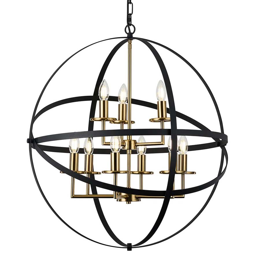 Halo Lighting Cosmical Ceiling Pendant 71cm Adjustable Rings 6+3 E14 Black/Gold