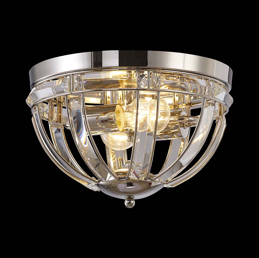Halo Lighting Charlotte Round Flush Polished Nickel 31cm 2 Light E27