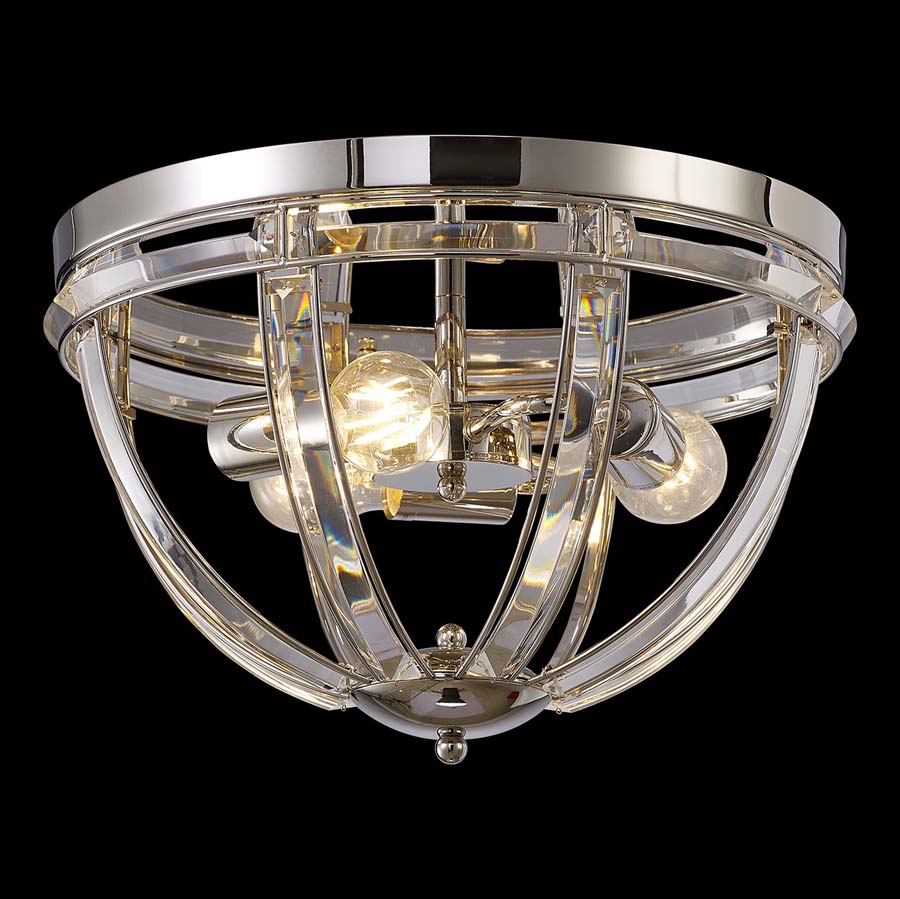 Halo Lighting Charlotte Round Flush Polished Nickel 41.5cm 3 Light E27