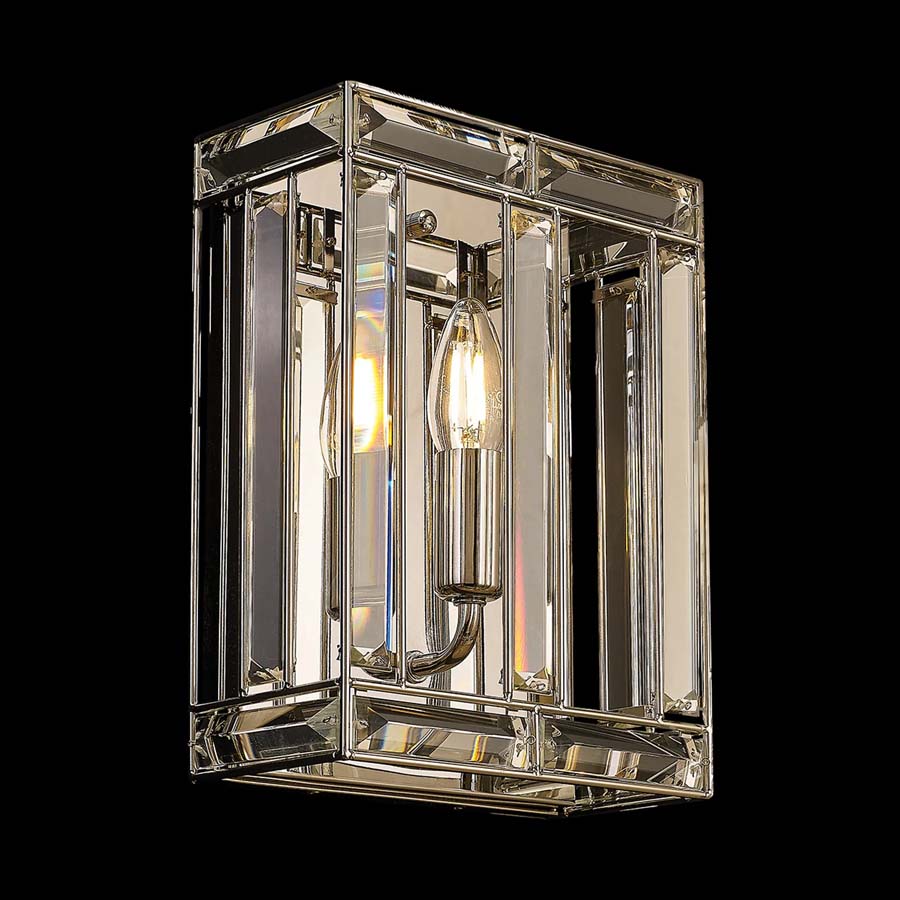 Halo Lighting Charlotte Square Wall Light Polished Nickel 1 Light E14