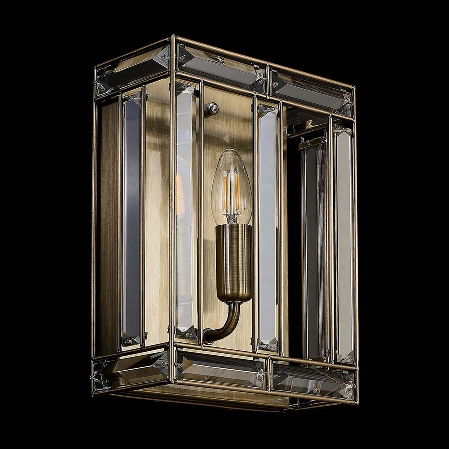 Halo Lighting Charlotte Square Wall Light Antique Brass 1 Light E14
