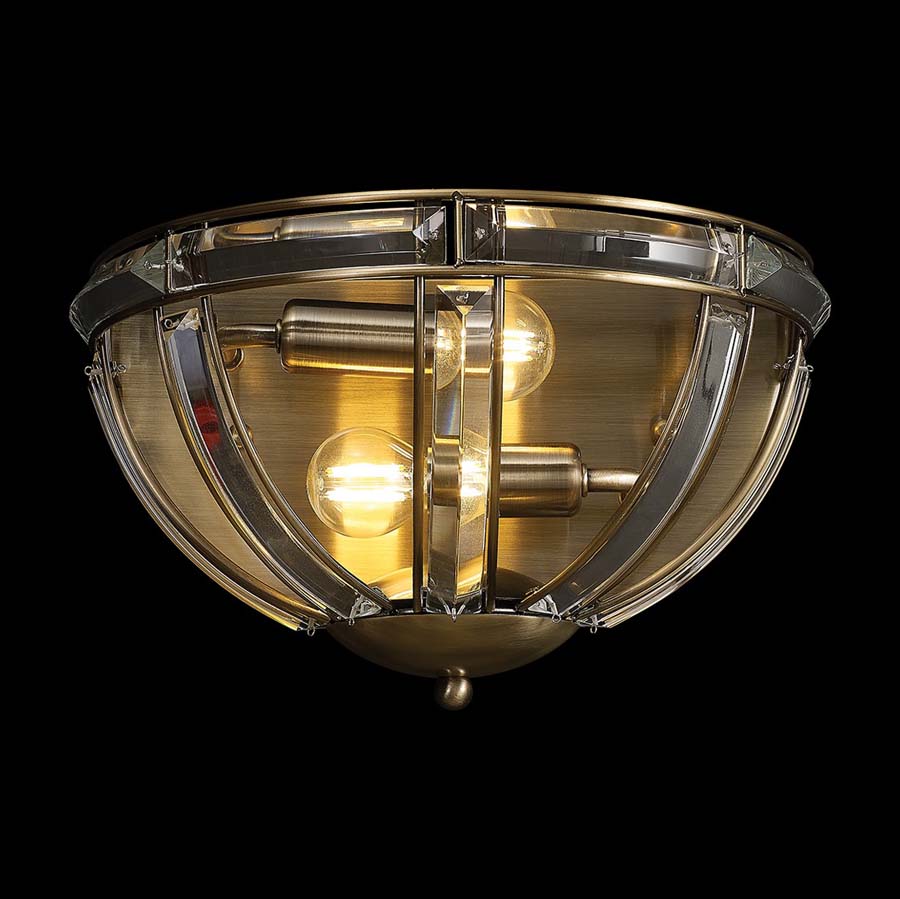 Halo Lighting Charlotte Wall Light Antique Brass 2 Light E14