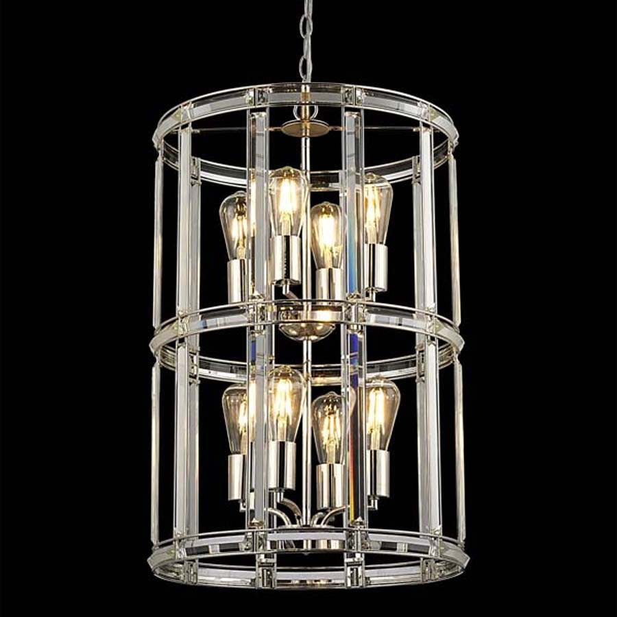 Halo Lighting Charlotte Medium Round Column Pendant Polished Nickel 45cm