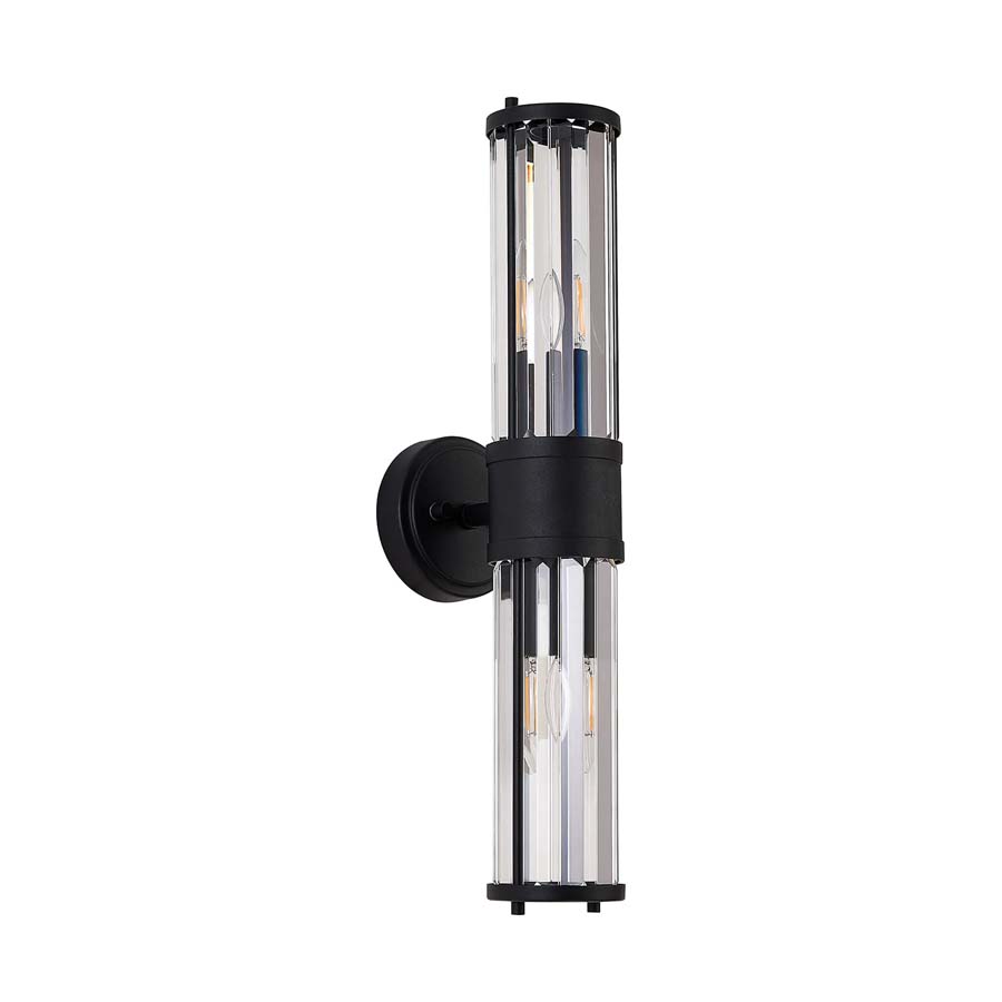 Halo Lighting 2 Light Crystal Wall  Light Up & Down Satin Black/Clear Crysta