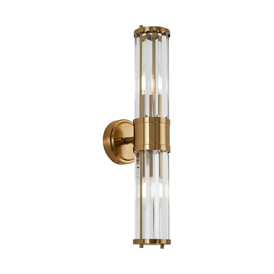 Halo Lighting Kolmar 2 Light Crystal Wall Up & Down Gold/Clear Crystal