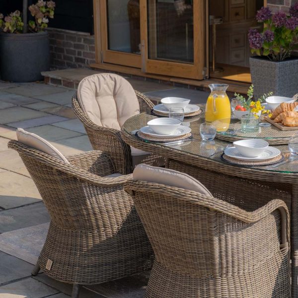 Winchester 6 Seat Oval Dining Set with Heritage Chairs & Woven Lazy Susan - Image 8