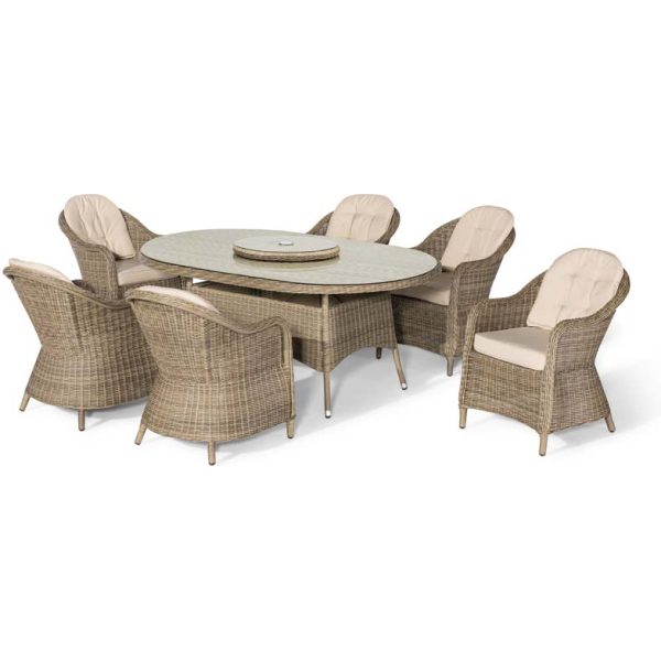 Winchester 6 Seat Oval Dining Set with Heritage Chairs & Woven Lazy Susan - Image 12