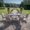 Maze - Monaco Rope Weave 6 Seat Oval Dining Set with Lazy Susan - Cool Linen