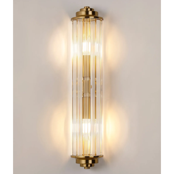 Halo Lighting Kolmar 2 Light Crystal Wall Light / Gold /Clear Crystal