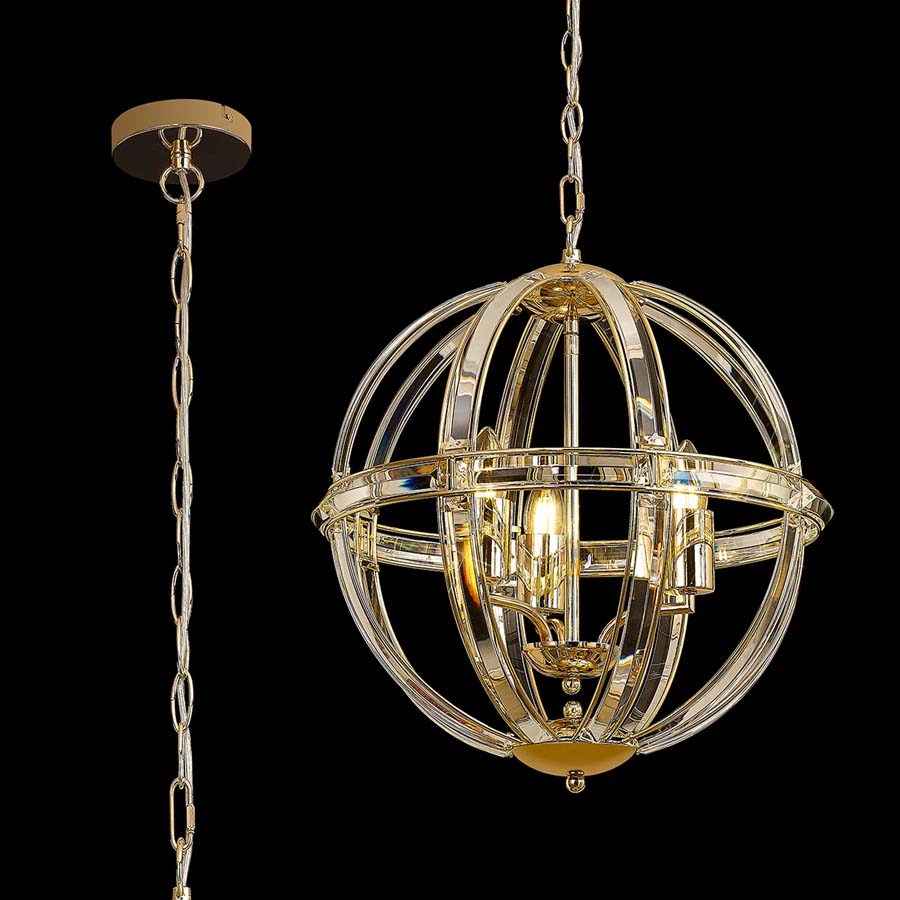 Halo Lighting Charlotte Medium Round Pendant French Gold French Gold 3 Light E27