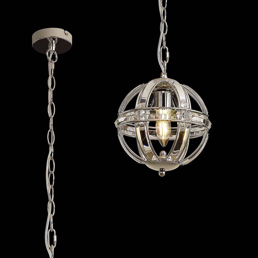 Halo Lighting Charlotte Extra Small Round Pendant Polished Nickel 1 Light E27