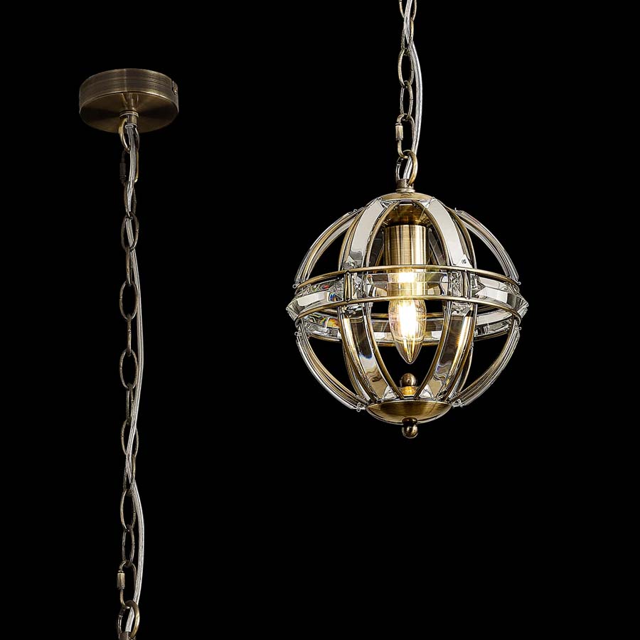 Halo Lighting Charlotte Extra Small Antique Brass Round Pendant 1 Light E27