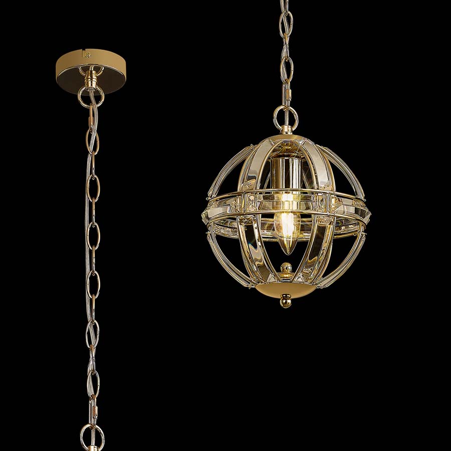Halo Lighting Charlotte Extra Small Round Pendant French Gold 22cm 1 Light E27