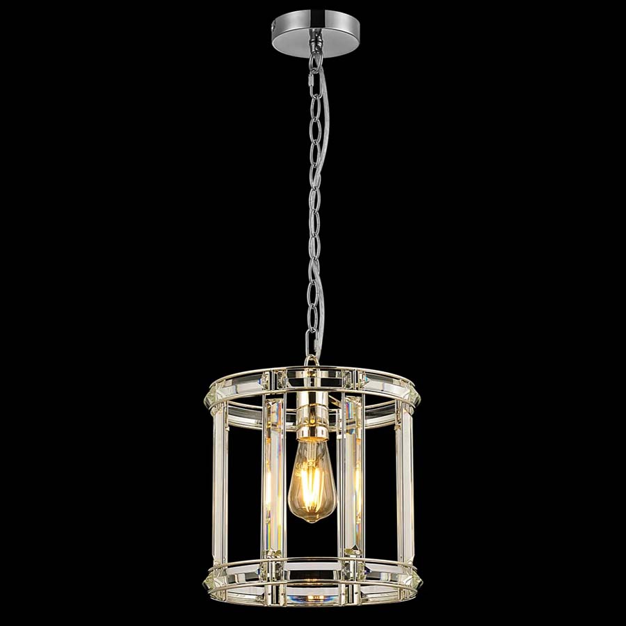 Halo Lighting Charlotte Round Drum Pendant/Semi Ceiling Polished Nickel 28cm