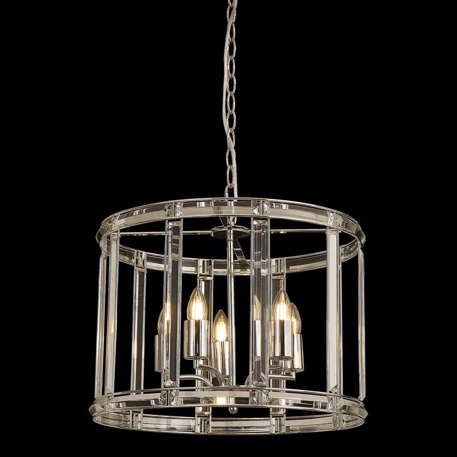 Halo Lighting Charlotte Round Drum Pendant/Semi Ceiling Polished Nickel 48cm