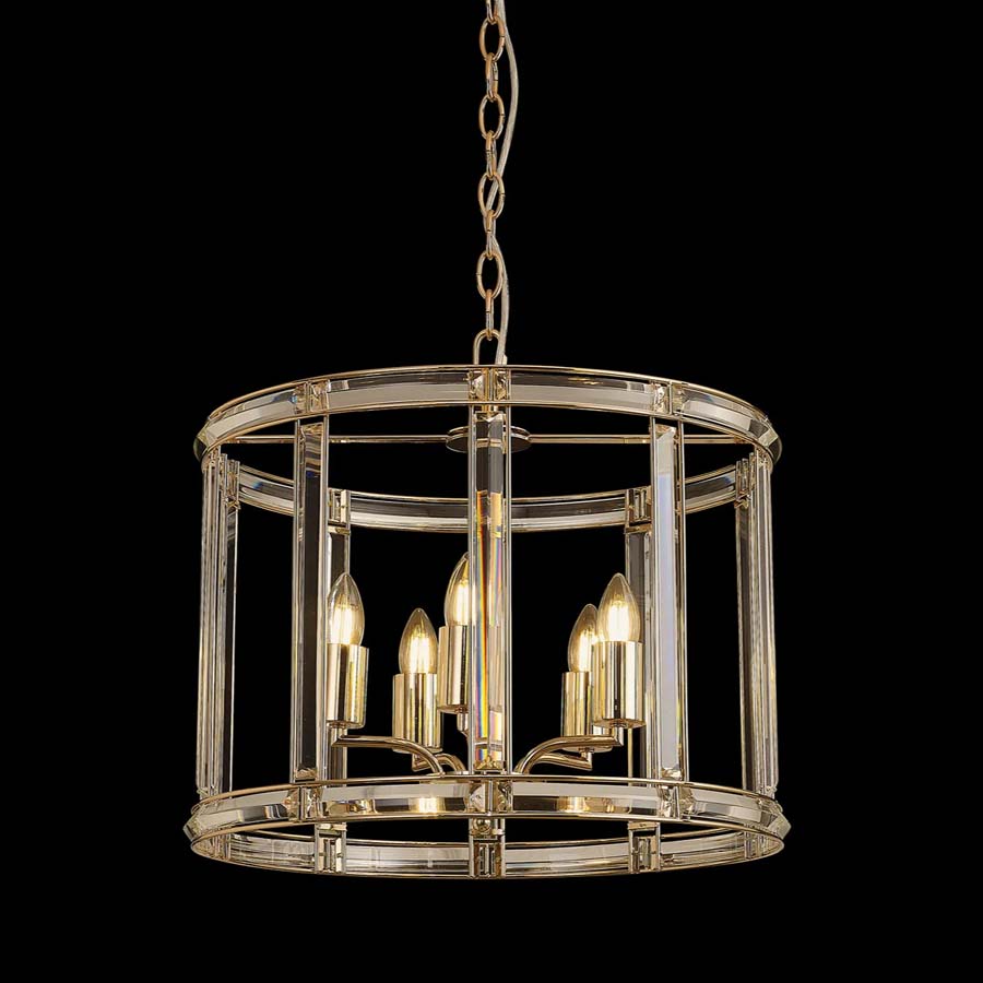 Halo Lighting Charlotte Round Drum Pendant/Semi Ceiling French Gold 48cm
