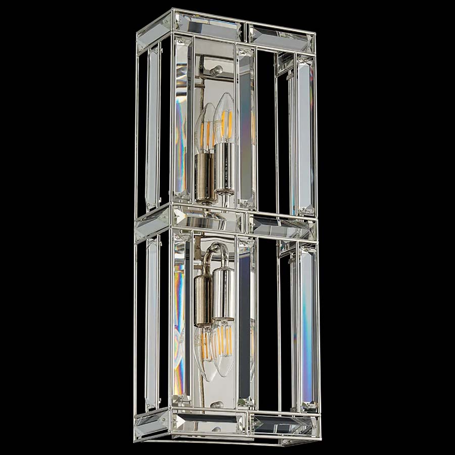 Halo Lighting Charlotte Rectangular Wall Light Polished Nickel 2 Light E14