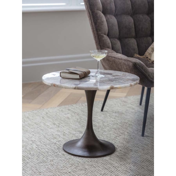Libra Interiors Bosworth Smokey Quartz Side Table 60cm - Image 6