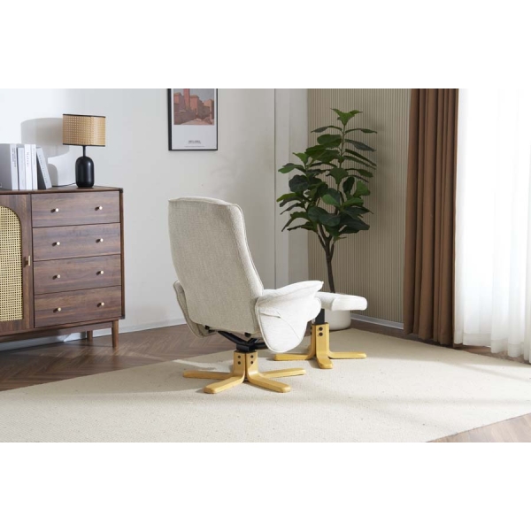 Global Furniture Alliance The Missouri Swivel Recliner & Footstool - Marzipan Fabric - Image 13