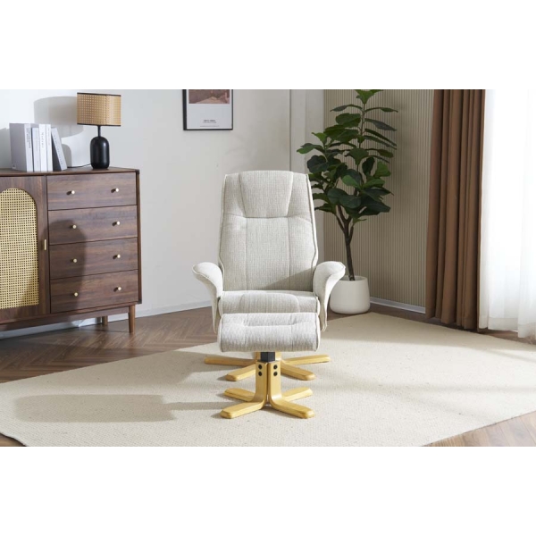 Global Furniture Alliance The Missouri Swivel Recliner & Footstool - Marzipan Fabric - Image 15