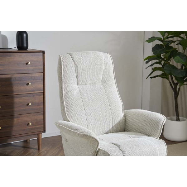 Global Furniture Alliance The Missouri Swivel Recliner & Footstool - Marzipan Fabric - Image 4