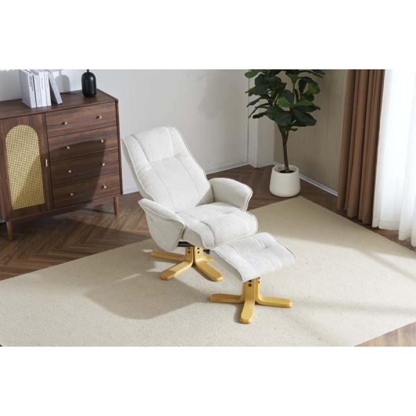 Global Furniture Alliance The Missouri Swivel Recliner & Footstool - Marzipan Fabric - Image 10