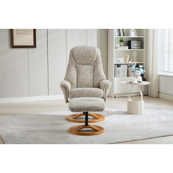 Global Furniture Alliance The Aruba Swivel Recline & Footstool - Frost Fabric - Image 5