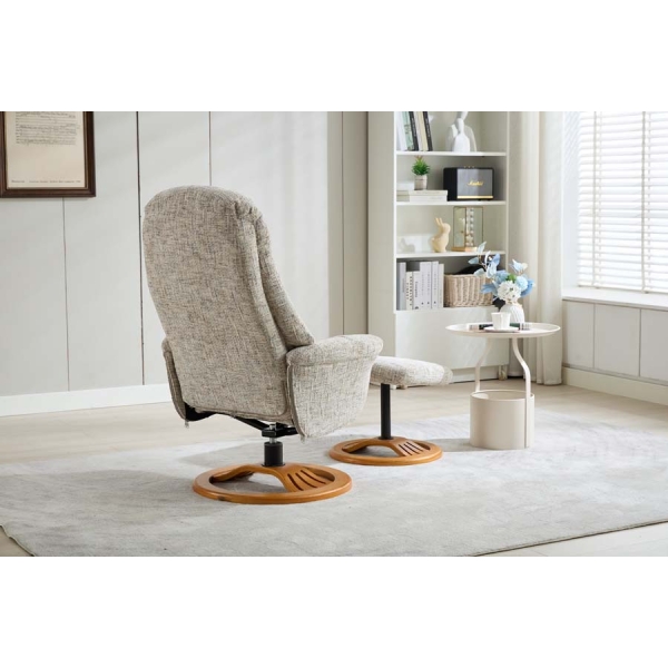 Global Furniture Alliance The Aruba Swivel Recline & Footstool - Frost Fabric - Image 9
