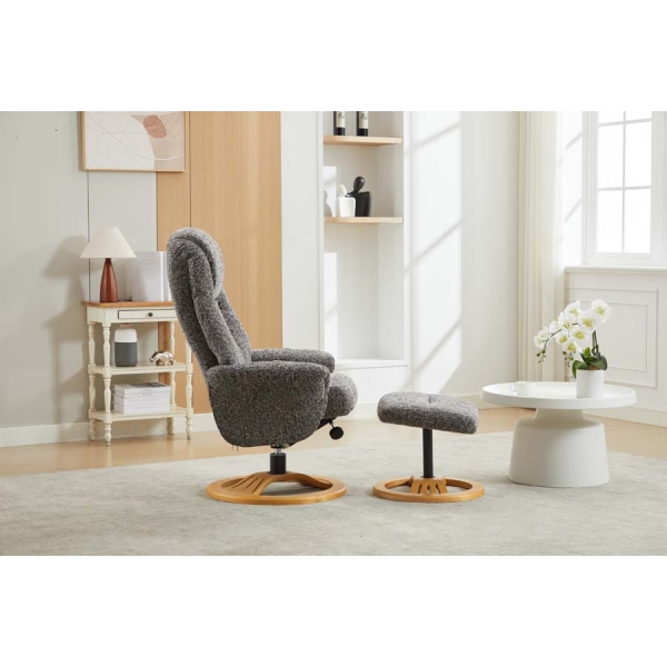 Global Furniture Alliance The Aruba Swivel Recliner & Footstool - Muscari Fabric - Image 7