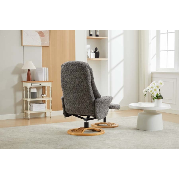 Global Furniture Alliance The Aruba Swivel Recliner & Footstool - Muscari Fabric - Image 9