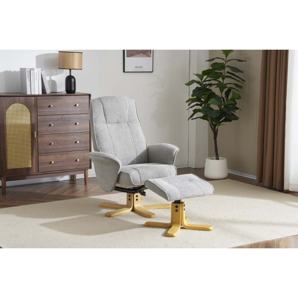Global Furniture Alliance Missouri Swivel Recliner & Footstool - Lunar Fabric