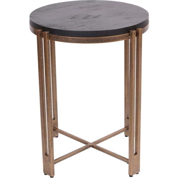Libra Interiors Dalston Black Sandblasted Wood and Champagne Frame Side Table