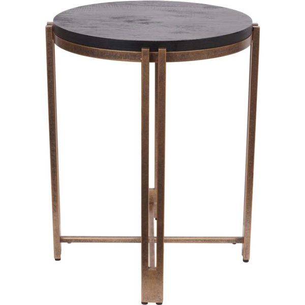 Libra Interiors Dalston Black Sandblasted Wood and Champagne Frame Side Table - Image 3