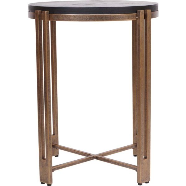 Libra Interiors Dalston Black Sandblasted Wood and Champagne Frame Side Table - Image 4
