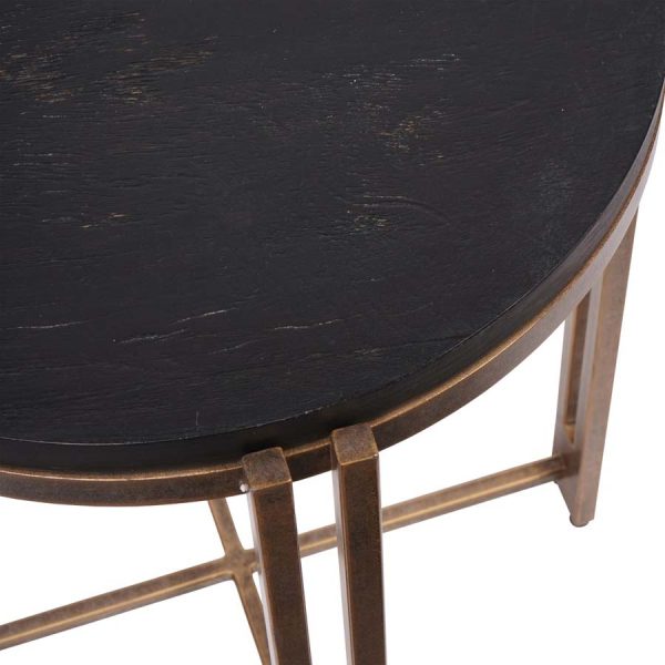Libra Interiors Dalston Black Sandblasted Wood and Champagne Frame Side Table - Image 5