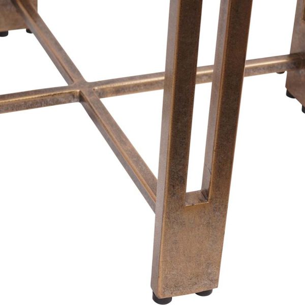 Libra Interiors Dalston Black Sandblasted Wood and Champagne Frame Side Table - Image 6