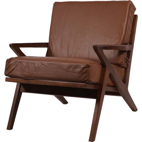 Libra Interiors Atherton Wooden Upholstered Leather Armchair - Image 3