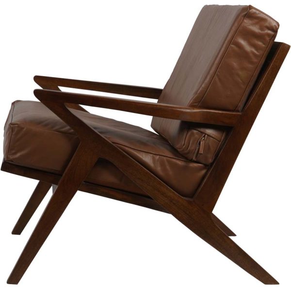 Libra Interiors Atherton Wooden Upholstered Leather Armchair - Image 4