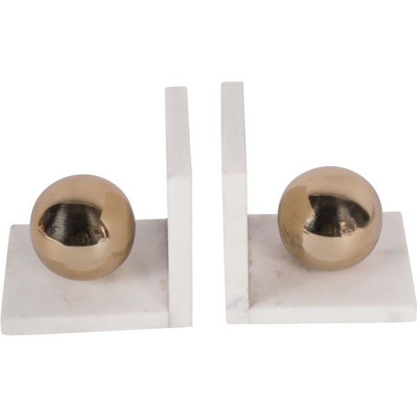 Libra Interiors Genoa White Marble Bookends - Image 3