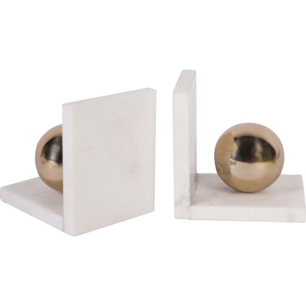 Libra Interiors Genoa White Marble Bookends - Image 4
