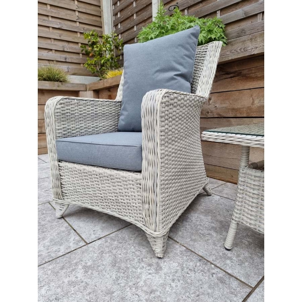 Signature Weave Meghan High Back 3 Piece lounge Set With a Table Cream Grey - Image 9