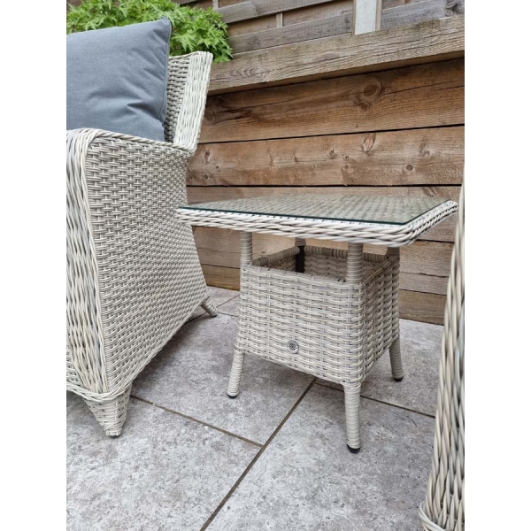 Signature Weave Meghan High Back 3 Piece lounge Set With a Table Cream Grey - Image 10