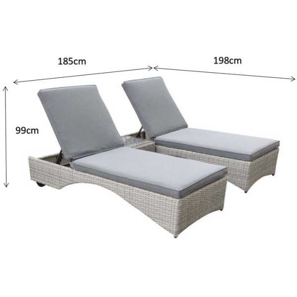 Signature Weave Meghan a Pair of Sunbed's With a Drinks Table Cream Grey - Image 24