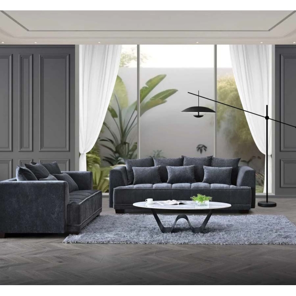 Willow Collection Gramercy 3 & 2 in Steel Grey Velvet