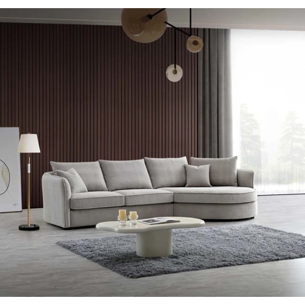 Willow Collection Aluxo Rubin Corner Chaise in Pebble Boucle