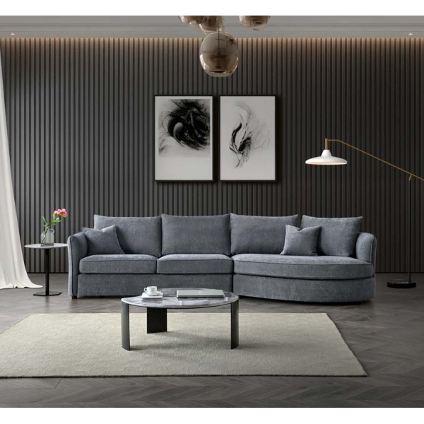 Willow Collection Aluxo Rubin Corner Chaise in Charcoal Boucle