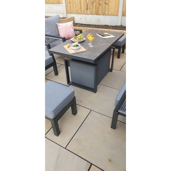 Signature Weave Bettina 7 seat sofa set in Grey powder coat with gas lift table - Image 7