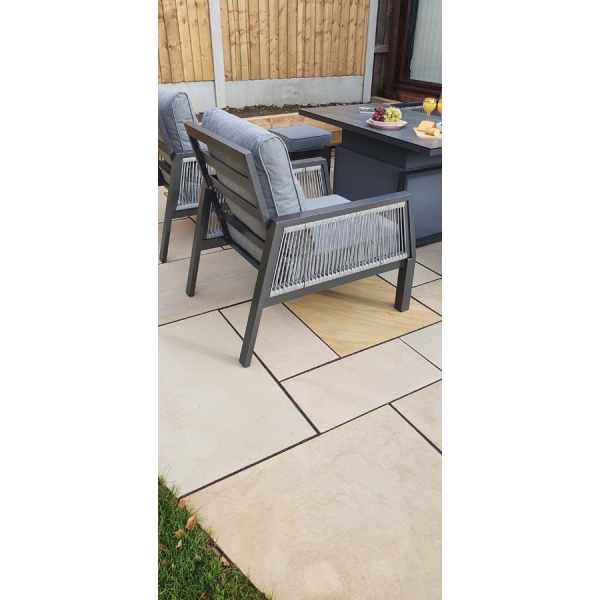 Signature Weave Bettina 7 seat sofa set in Grey powder coat with gas lift table - Image 8