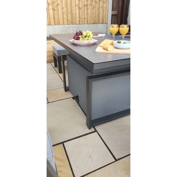 Signature Weave Bettina 7 seat sofa set in Grey powder coat with gas lift table - Image 9