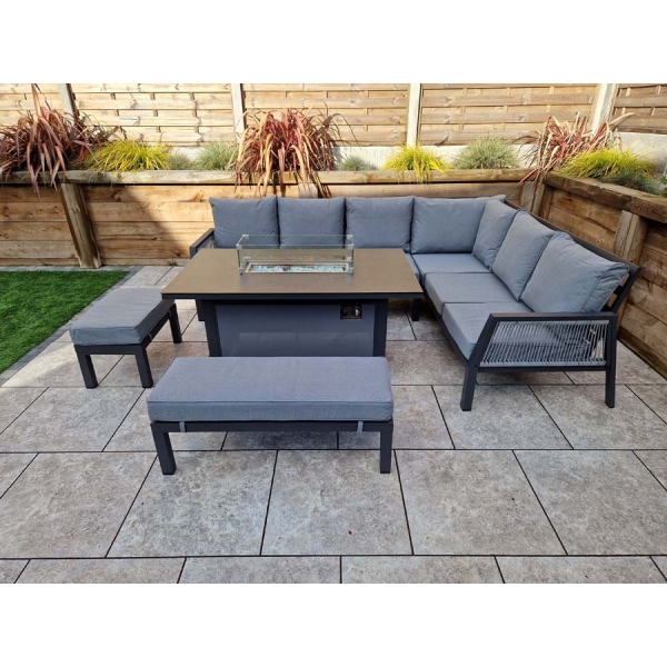 Signature Weave Bettina Corner Dining with Gas Fire Pit Grey - Image 4